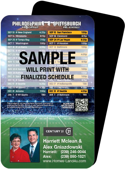 Magnetic Business Card Real Estate Football Schedules  |Realtor Tools